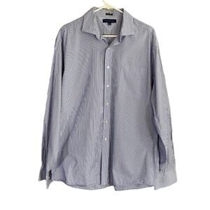 Tommy Hilfiger Blue Striped Collared Regular Fit Button Down Shirt Men Sz 36-37